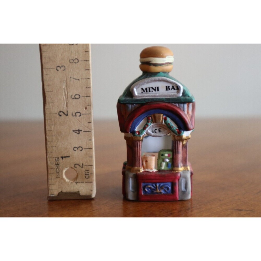 Christmas Village Figurine Mini Bar Ice Burger Place Shop Store Hut Ceramic 3.5"